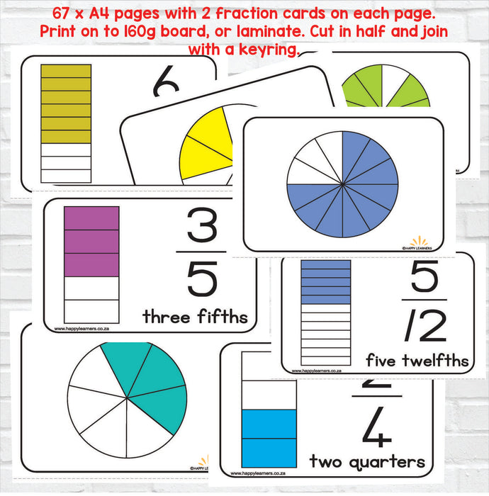 Flashcards: Fractions A5 size