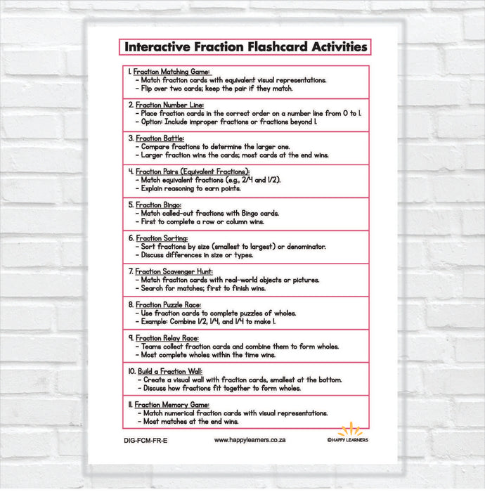 Flashcards: Fractions A5 size