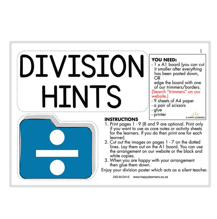 Division Hints -useful tips and rules for division