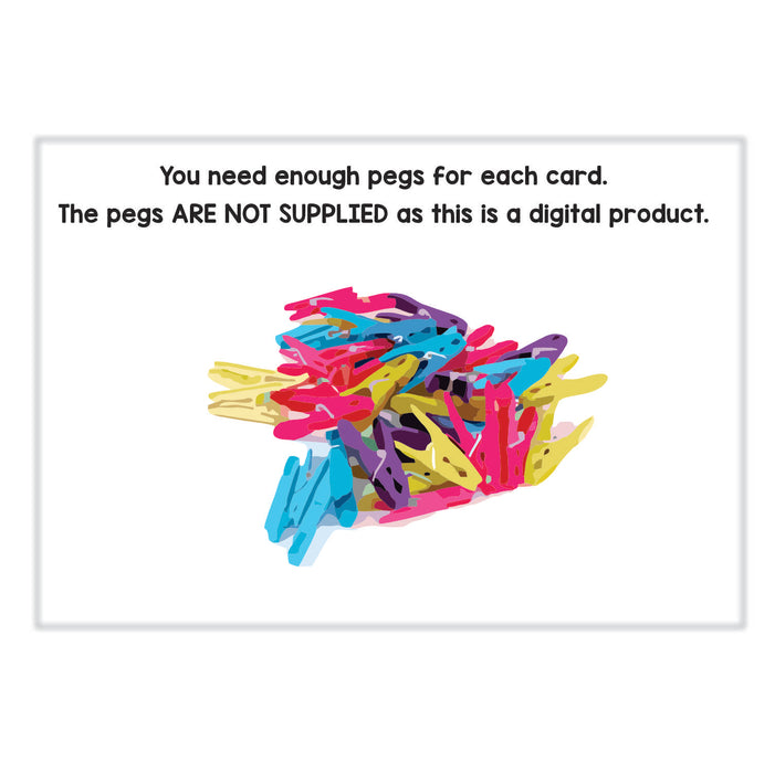 Peg Cards - matching alphabet letters (Eng or Afr)