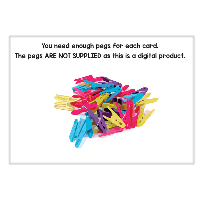 Peg Cards - matching alphabet and small letters (Eng or Afr)